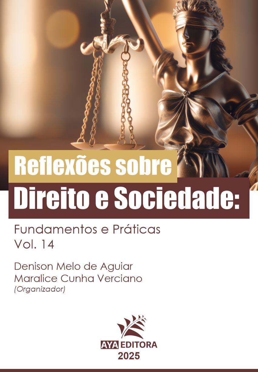Capa do livro Reflexões sobre Direito e Sociedade: fundamentos e práticas – Volume 14, com análises sobre justiça, cidadania, políticas públicas e práticas jurídicas contemporâneas.
