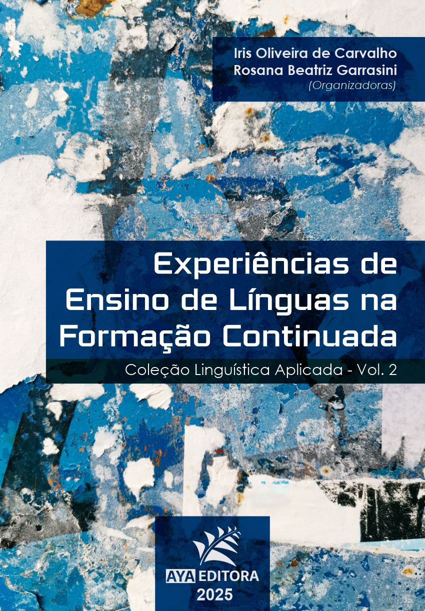 Capa do Livro Experiências de Ensino de Línguas na Formação Continuada – Coleção Linguística Aplicada, Vol. 2 (AYA Editora, 2025)
