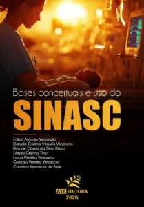 Capa do Livro Bases conceituais e uso do SINASC com profissional de saúde segurando recém-nascido em ambiente hospitalar