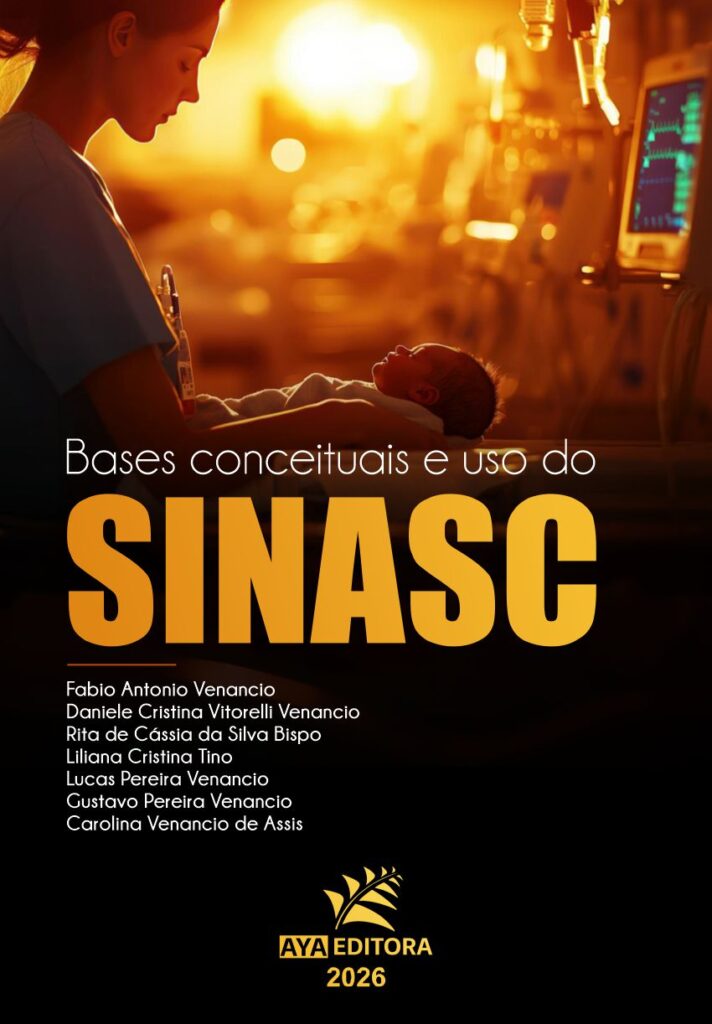 Capa do Livro Bases conceituais e uso do SINASC com profissional de saúde segurando recém-nascido em ambiente hospitalar