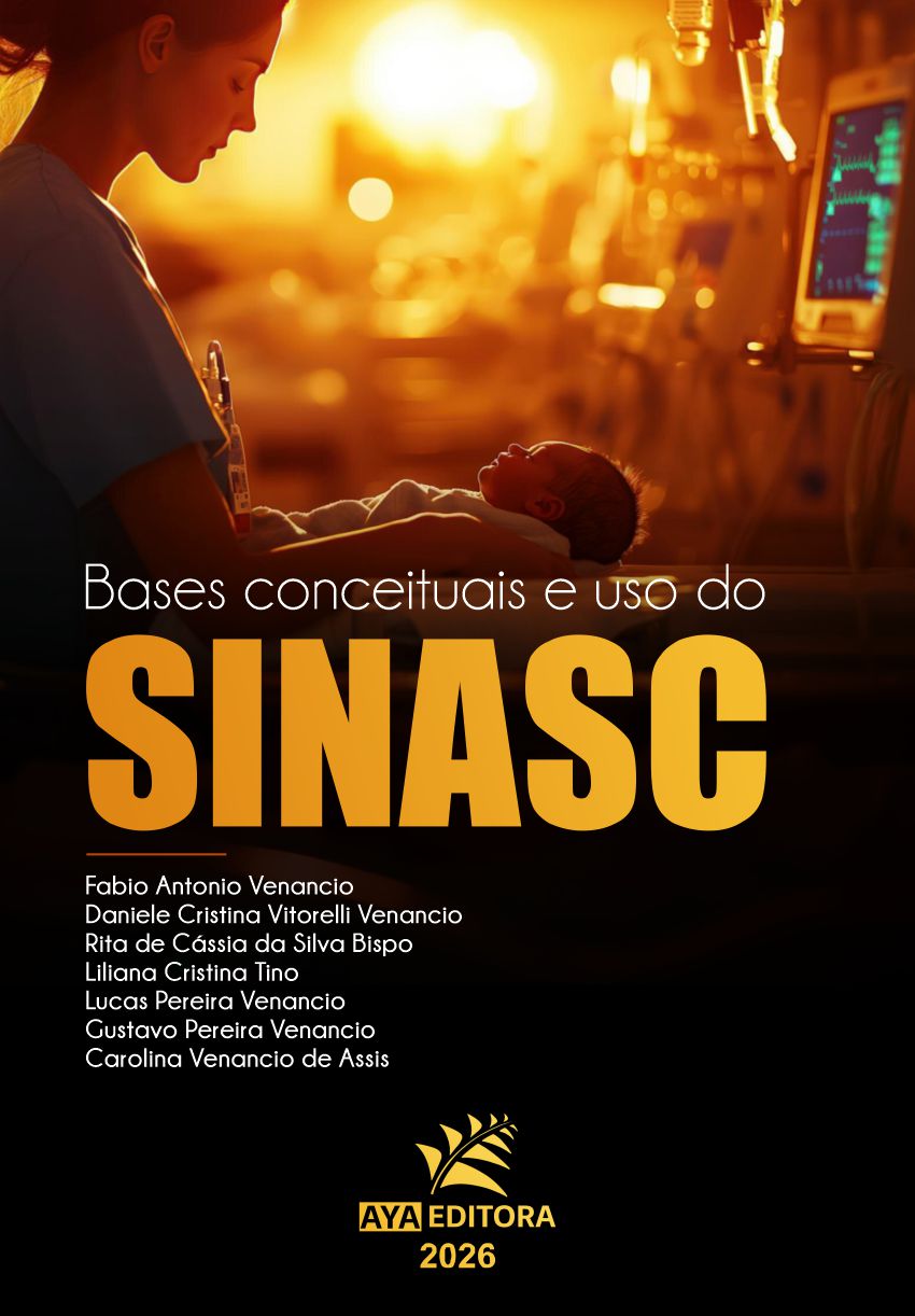 Capa do Livro Bases conceituais e uso do SINASC com profissional de saúde segurando recém-nascido em ambiente hospitalar