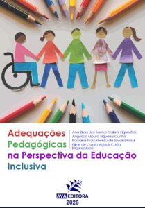 Capa do Livro Adequações Pedagógicas na Perspectiva da Educação Inclusiva com ilustração de crianças representando diversidade e inclusão escolar