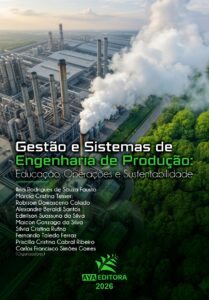 Capa do Livro Gestão e Sistemas de Engenharia de Produção: Educação, Operações e Sustentabilidade, com indústria, floresta e elementos de sustentabilidade