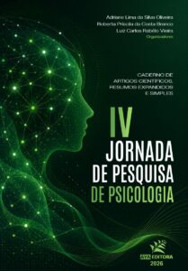 apa do Livro IV Jornada de Pesquisa de Psicologia, em tons de verde, com perfil humano formado por conexões luminosas.